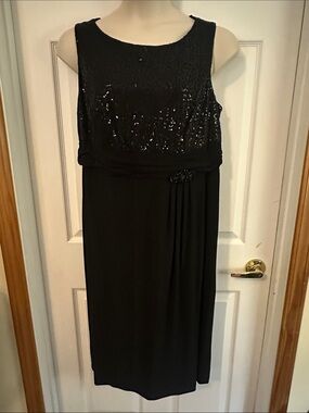 Le Bos Black Sequin-Trimmed Sleeveless Midi Dress. Never Worn